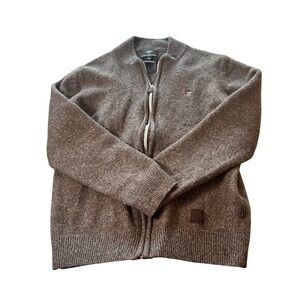 Fynch-Hatton Sweater Mens L Brown Supreme Pretwist Full Zip Mock Neck Logo